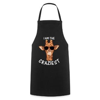 Zoo Animal Giraffe I Am The Craziest Giraffes - Cooking Apron - black - Front - AI Model Male 185 dark (185cm)