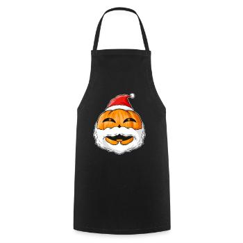 Pumpkin With Santa Beard And Hat Christmas - Cooking Apron - black - Front - AI Model Male 185 dark (185cm)