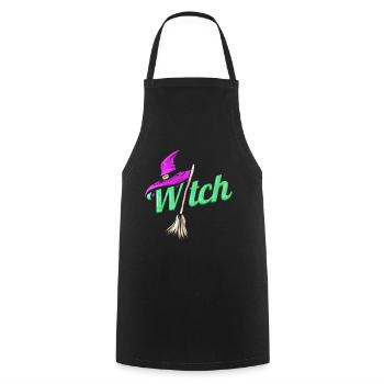 Witch Costume With Hat And Broom For Halloween - Kochschürze - Schwarz - Vorne - AI Model Male 185 dark (185cm)