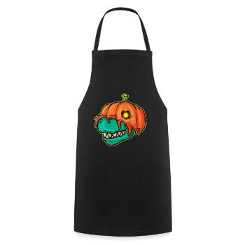 T-Rex Wearing A Pumpkin As Costume For Halloween - Cooking Apron - black - Front - AI Model Male 185 dark (185cm)