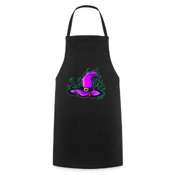 Chapeau de sorcière maléfique aux yeux brillants pour Halloween - Tablier de cuisine - noir - Devant - AI Model Male 185 dark (185cm)