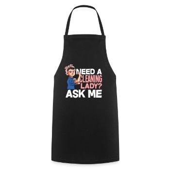 Femme de ménage Cleaner - Tablier de cuisine - noir - Devant - AI Model Male 185 dark (185cm)