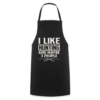 J’aime la chasse et 3 personnes - Tablier de cuisine - noir - Devant - AI Model Male 185 dark (185cm)