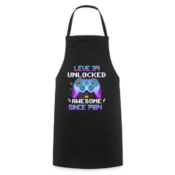 Level 39 Unlocked Awesome Since 1984 Funny Gamer - Cooking Apron - black - Front - AI Model Male 185 dark (185cm)