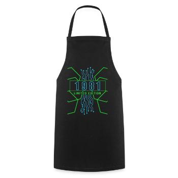 Anniversaire 1981 Gaming Limited Edition Gamer - Tablier de cuisine - noir - Devant - AI Model Male 185 dark (185cm)
