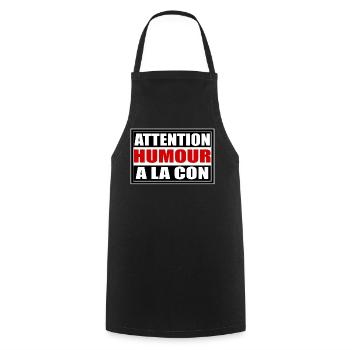 Humour a la con - Tablier de cuisine - noir - Devant - AI Model Male 185 dark (185cm)