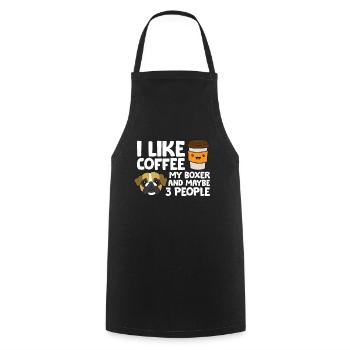 J’aime le café, mon boxer et peut-être 3 - Tablier de cuisine - noir - Devant - AI Model Male 185 dark (185cm)