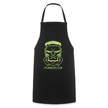 Evil Green Monster Face Costume For Halloween - Cooking Apron - black - Front - AI Model Male 185 dark (185cm)