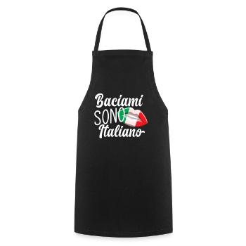 Kiss Me I Am Italian - Cooking Apron - black - Front - AI Model Male 185 dark (185cm)