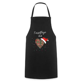 Fußpflege mit Herz Fußpflegerin Weihnachtsoutfit - Kochschürze - Schwarz - Vorne - AI Model Male 185 dark (185cm)