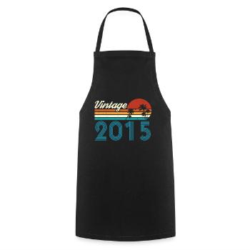 Vintage 2015 Vintage Anniversaire Rétro Vintage - Tablier de cuisine - noir - Devant - AI Model Male 185 dark (185cm)