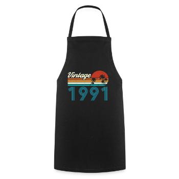 Vintage 1991 Vintage Anniversaire Rétro Vintage - Tablier de cuisine - noir - Devant - AI Model Male 185 dark (185cm)