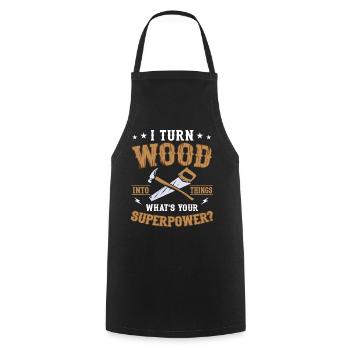 Je transforme le bois en choses que les artisans bricoleurs - Tablier de cuisine - noir - Devant - AI Model Male 185 dark (185cm)