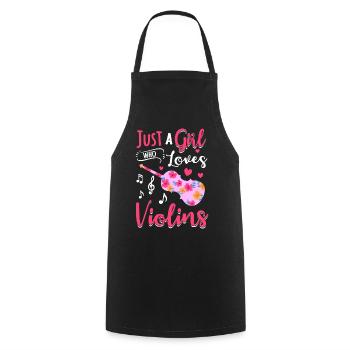 Fille Son violon aime les musiciens violonistes - Tablier de cuisine - noir - Devant - AI Model Male 185 dark (185cm)
