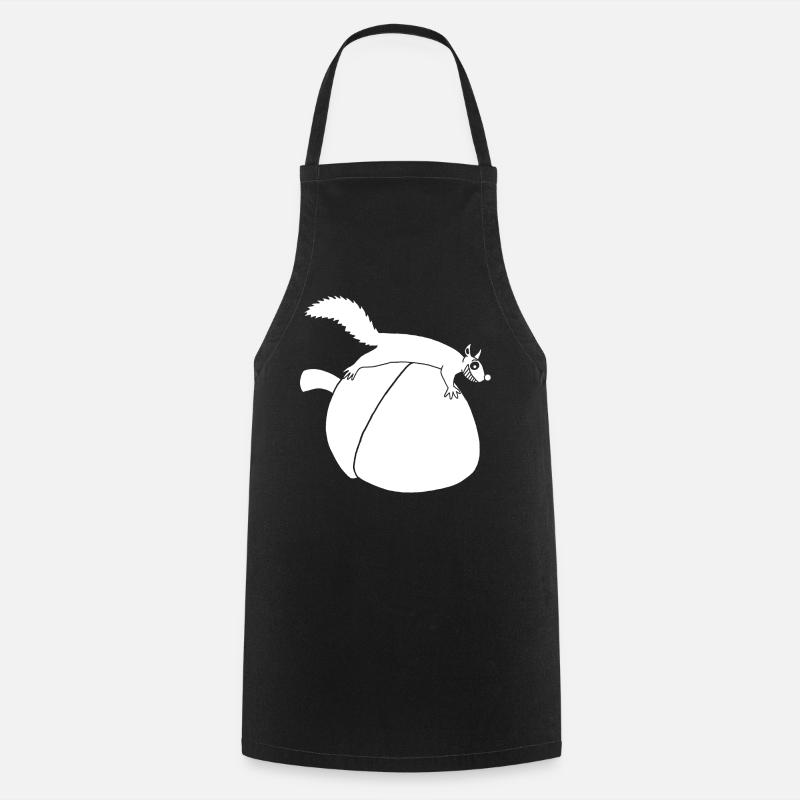 The squirrel against the glans (white) - Cooking Apron - black