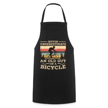 Old Man On Bike Cycling Biker Bike Tour - Cooking Apron - black - Front - AI Model Male 185 dark (185cm)