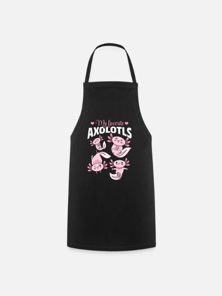 Kawaii Axolotls Cute Axolotls - Cooking Apron - black