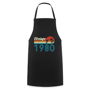 Vintage 1980 Vintage Anniversaire Rétro Vintage - Tablier de cuisine - noir - Devant - AI Model Male 185 dark (185cm)