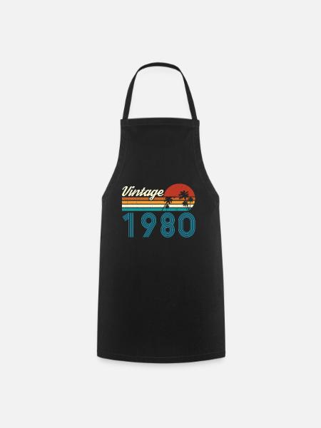 Vintage 1980 Vintage Anniversaire Rétro Vintage - Tablier de cuisine - noir