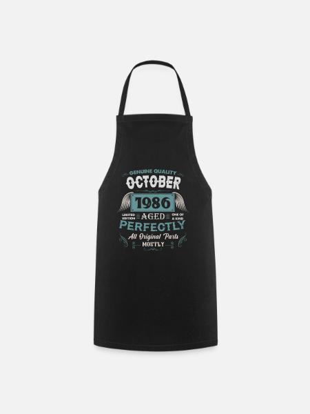Octobre 1986 Vintage Cadeau d’anniversaire - Tablier de cuisine - noir