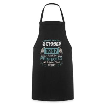Oktober 1987 Vintage Geburtstag Geschenk - Kochschürze - Schwarz - Vorne - AI Model Male 185 dark (185cm)