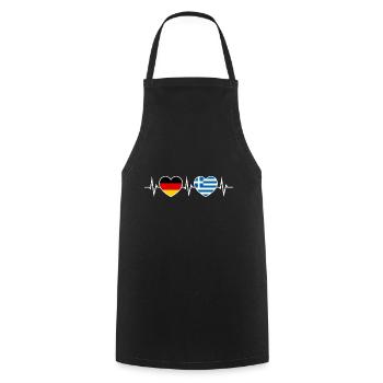 German Greek German Greek Two Hearts ECG - Cooking Apron - black - Front - AI Model Male 185 dark (185cm)