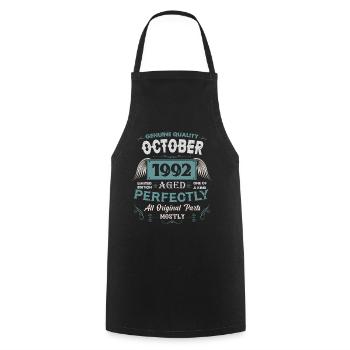 Oktober 1992 Vintage Geburtstag Geschenk - Kochschürze - Schwarz - Vorne - AI Model Male 185 dark (185cm)