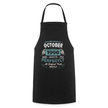 Oktober 1990 Vintage Geburtstag Geschenk - Kochschürze - Schwarz - Vorne - AI Model Male 185 dark (185cm)