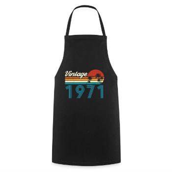 Vintage 1971 Vintage Anniversaire Rétro Vintage - Tablier de cuisine - noir - Devant - AI Model Male 185 dark (185cm)