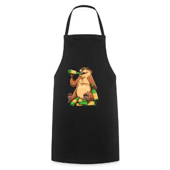 Lustiges Murmeltier trinkt Bier - Kochschürze - Schwarz - Vorne - AI Model Male 185 dark (185cm)