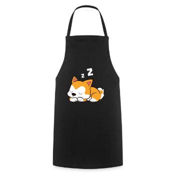 Akita Sleeping Lazy Akita Pajama Sleeping Akita - Cooking Apron - black - Front - AI Model Male 185 dark (185cm)