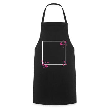 Fleurs carrées Rose - Tablier de cuisine - noir - Devant - AI Model Male 185 dark (185cm)