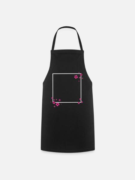 Quadrat Blüten Pink - Kochschürze - Schwarz