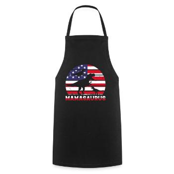 Mamasaurus with three Kids - American Flag Mama Di - Cooking Apron - black - Front - AI Model Male 185 dark (185cm)