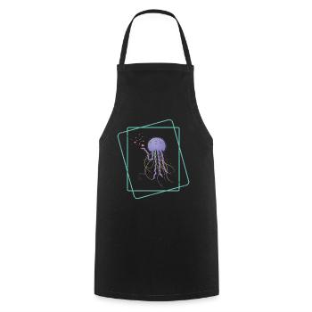 Cute Jellyfish Heart Underwater Sea Animal Lover - Cooking Apron - black - Front - AI Model Male 185 dark (185cm)