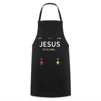 Jesus Is Calling Christian - Cooking Apron - black - Front - AI Model Male 185 dark (185cm)