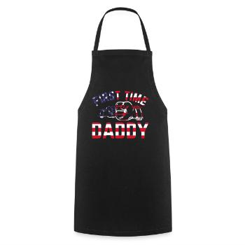 Première fois que papa drapeau américain papa pour être papa P - Tablier de cuisine - noir - Devant - AI Model Male 185 dark (185cm)