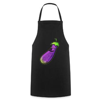 Eggplant Aubergine Jack O Lantern Face Costume - Kochschürze - Schwarz - Vorne - AI Model Male 185 dark (185cm)