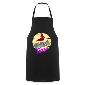 Sorcière volant par la lune Witch Time Halloween - Tablier de cuisine - noir - Devant - AI Model Male 185 dark (185cm)