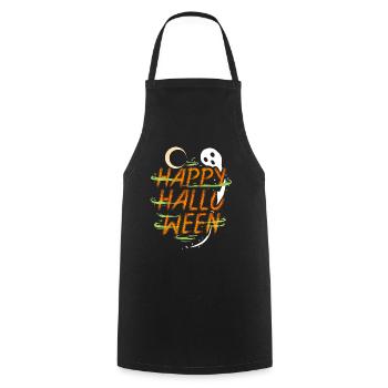 Halloween Costume Spirit Ghost Moon Wishes Happy - Cooking Apron - black - Front - AI Model Male 185 dark (185cm)