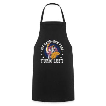 Hit Hard Run Fast Turn Left Baseball - Cooking Apron - black - Front - AI Model Male 185 dark (185cm)