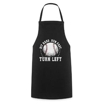 Hit Hard Run Fast Turn Left Baseball - Cooking Apron - black - Front - AI Model Male 185 dark (185cm)