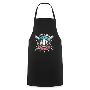 Hit Hard Run Fast Turn Left Baseball - Cooking Apron - black - Front - AI Model Male 185 dark (185cm)