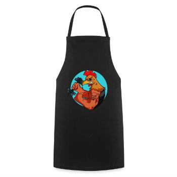 Strong Muscle Chicken Fitness Gym Chickens - Cooking Apron - black - Front - AI Model Male 185 dark (185cm)