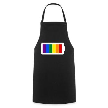 Regenbogenfarben Batterie Loading - Gay Pride - Kochschürze - Schwarz - Vorne - AI Model Male 185 dark (185cm)