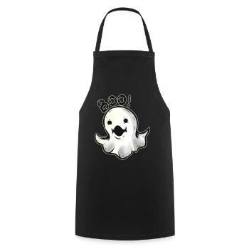 Mignon Kawaii mais effrayant Ghost Boo à Halloween - Tablier de cuisine - noir - Devant - AI Model Male 185 dark (185cm)