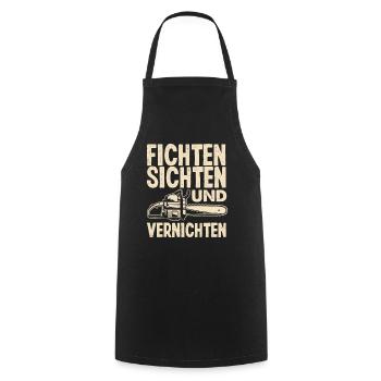 Kettensäge Fichten Sichten und Vernichten - Kochschürze - Schwarz - Vorne - AI Model Male 185 dark (185cm)