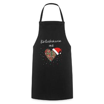 Bibliothekarin mit Herz Weihnachtsoutfit - Kochschürze - Schwarz - Vorne - AI Model Male 185 dark (185cm)