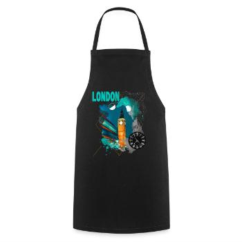 London England UK City Skyline Vintage Retro - Cooking Apron - black - Front - AI Model Male 185 dark (185cm)
