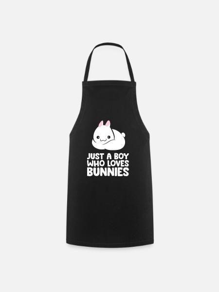 Just a Boy Who Loves Bunnies - Cooking Apron - black